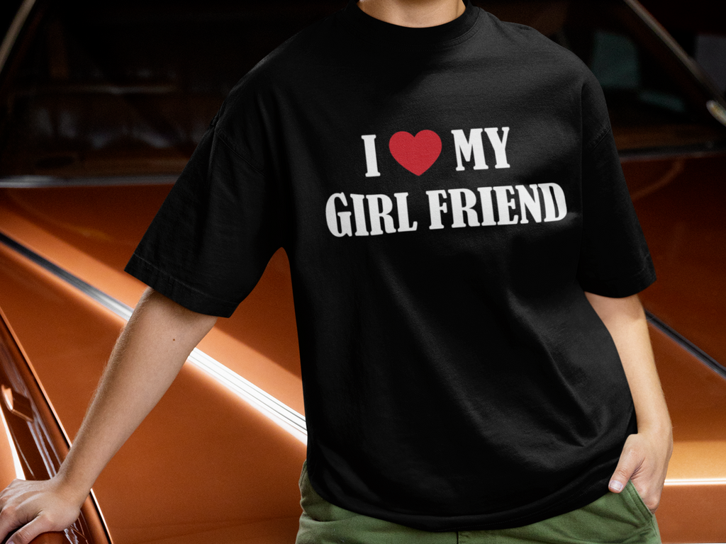 I Love My Girlfriend Shirt Cute Heart Graphic Romantic Gift for Boyfriend