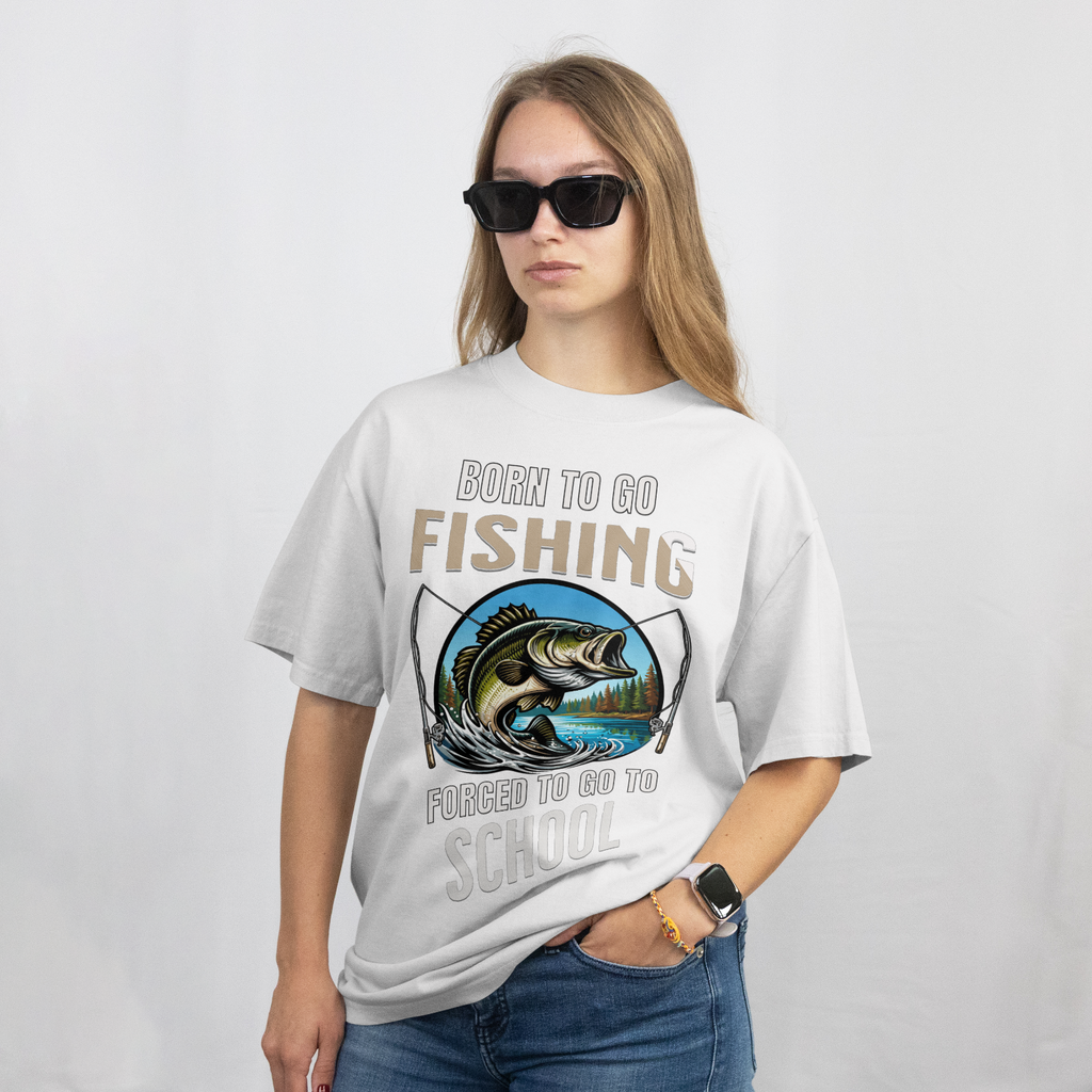 Born to Fish Forced to Go to School Shirt Funny Angler Tee