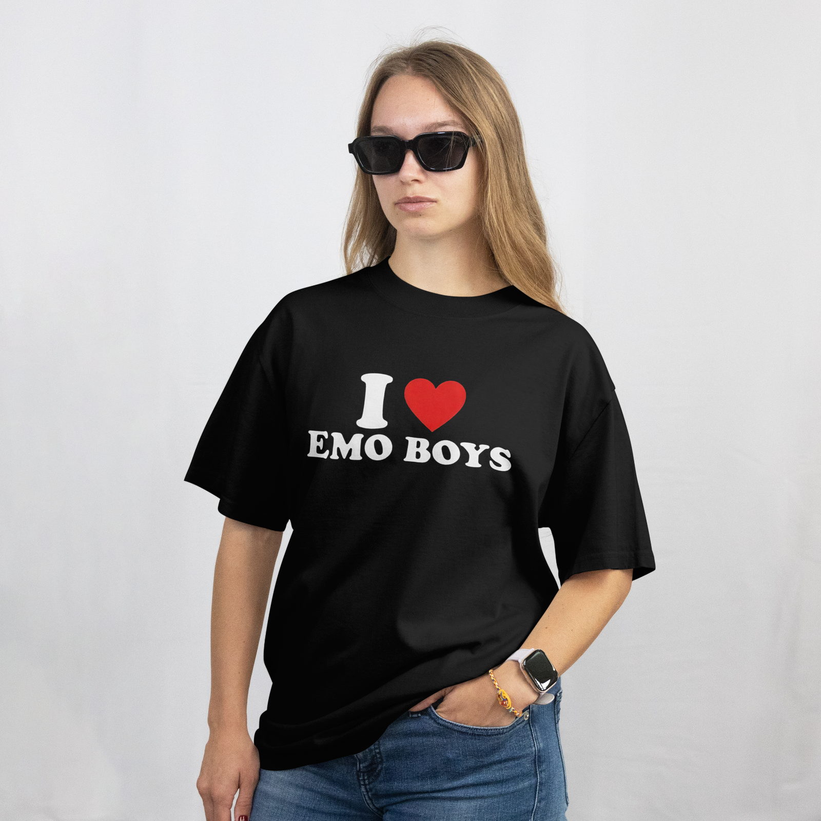 I Love Emo Boys Shirt Funny Alternative Goth Heart Graphic T-Shirt