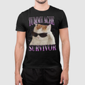 Tummy Ache Survivor Shirt Funny Cat Meme Graphic Tee Humor Unisex