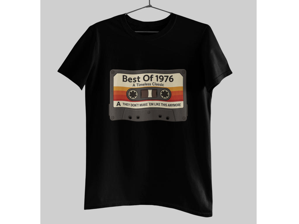 Mens 50th Birthday Shirt Best Of 1976 Retro Cassette Tape Music 50 Year Old