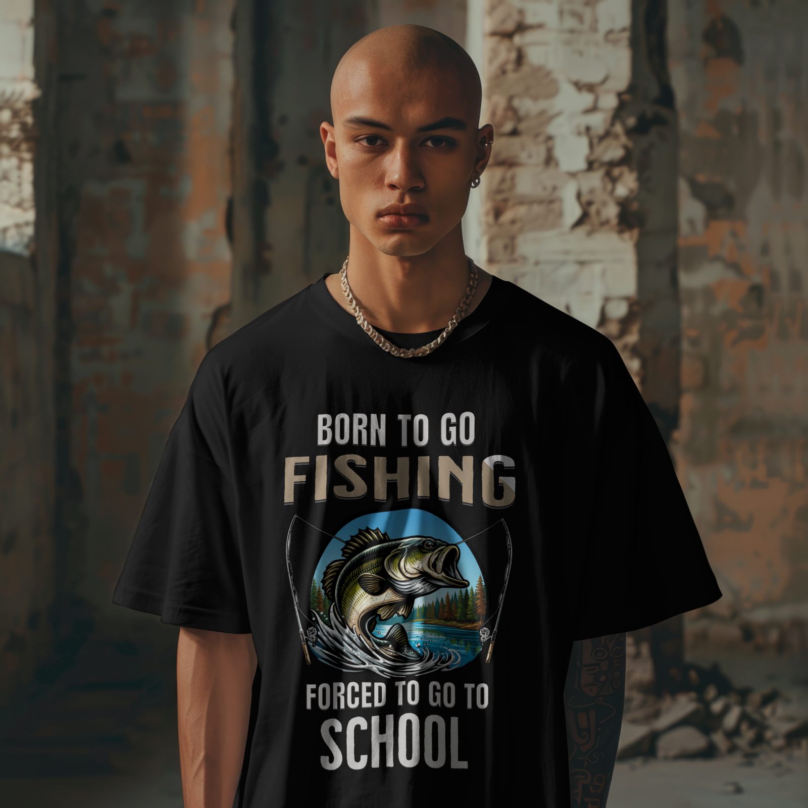 Born to Fish Forced to Go to School Shirt Funny Angler Tee