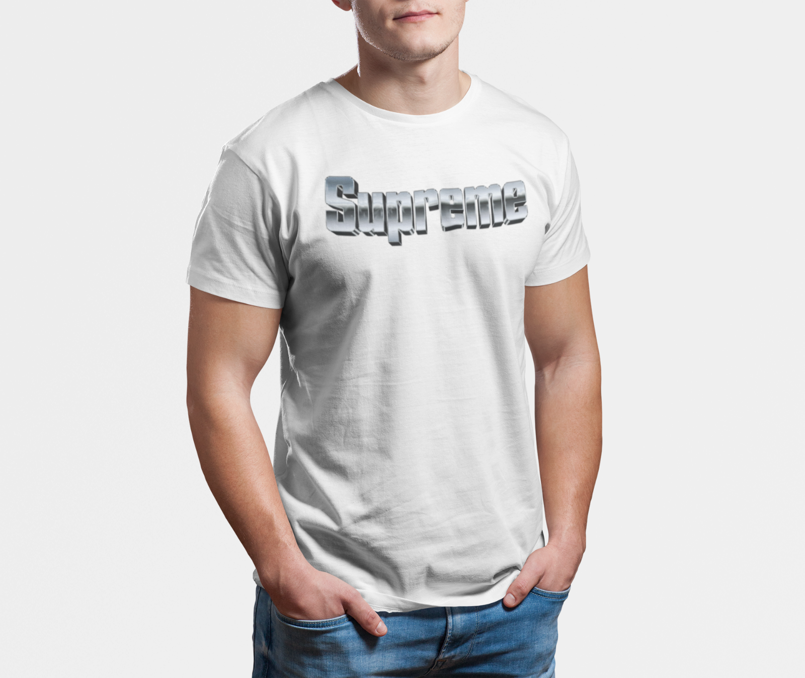 Supreme Chrome Logo T-Shirt – 3D Metallic Box Logo Graphic Tee