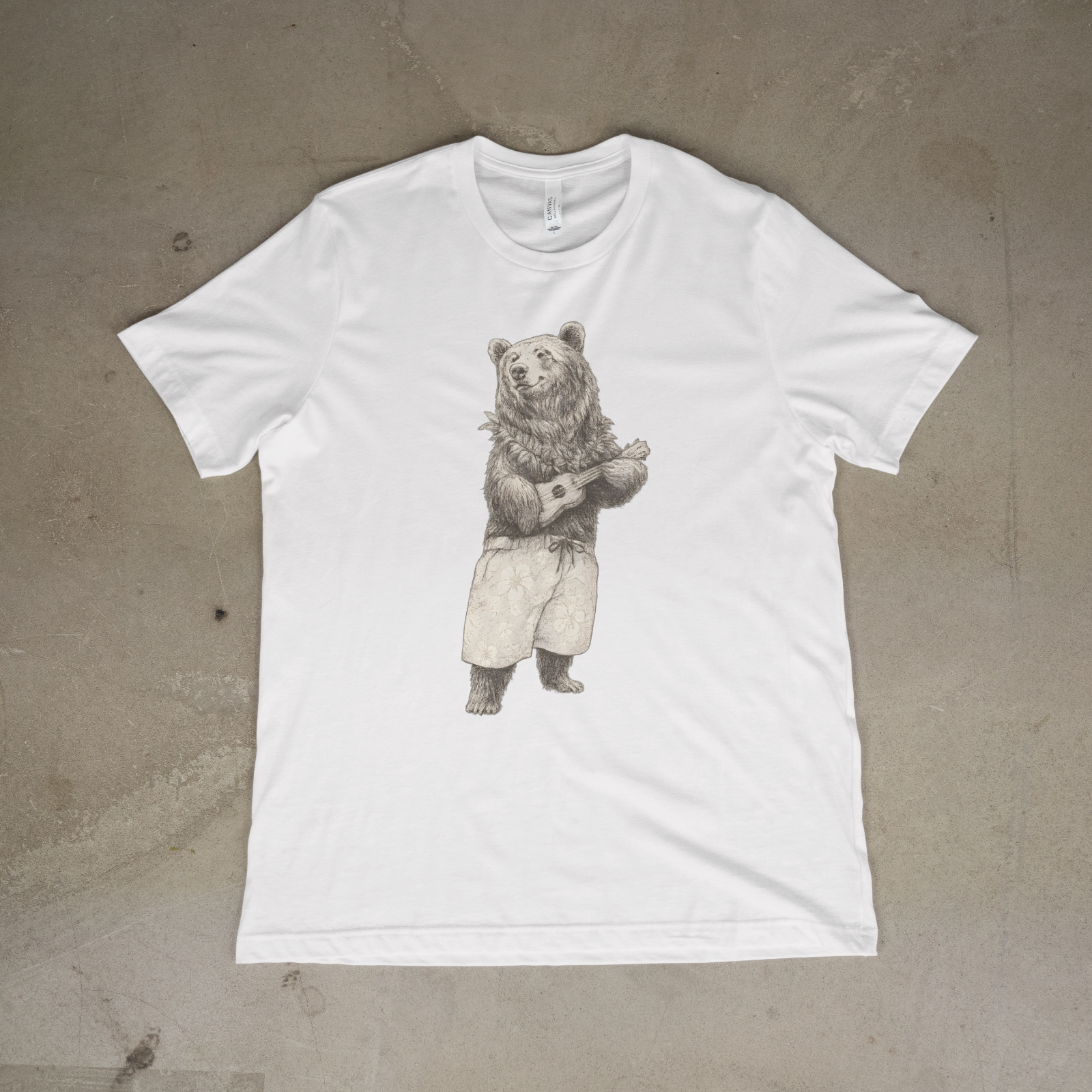 Vintage Ukulele Bear Tee Music Animal Sketch Shirt Cute Graphic Gift Unisex