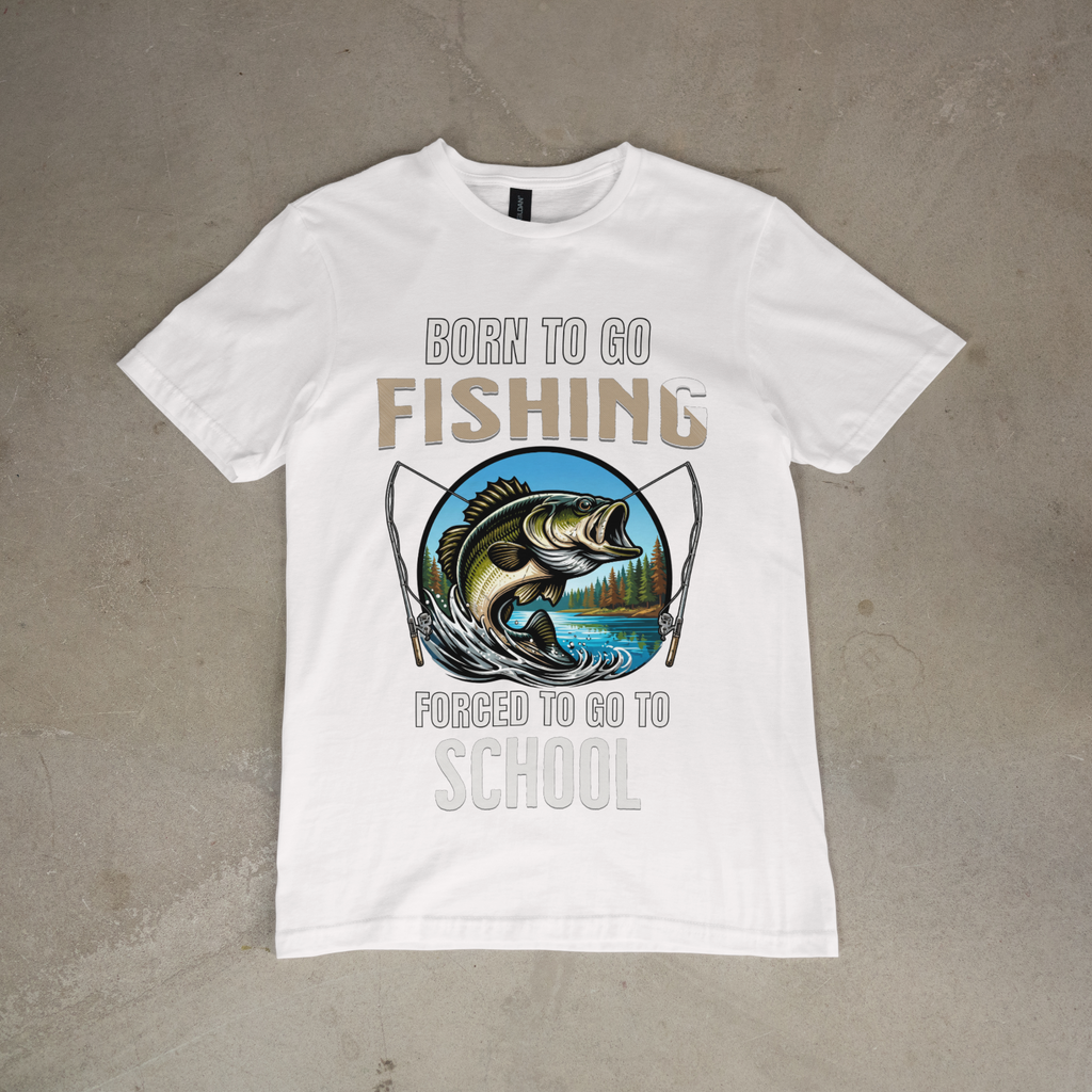 Born to Fish Forced to Go to School Shirt Funny Angler Tee
