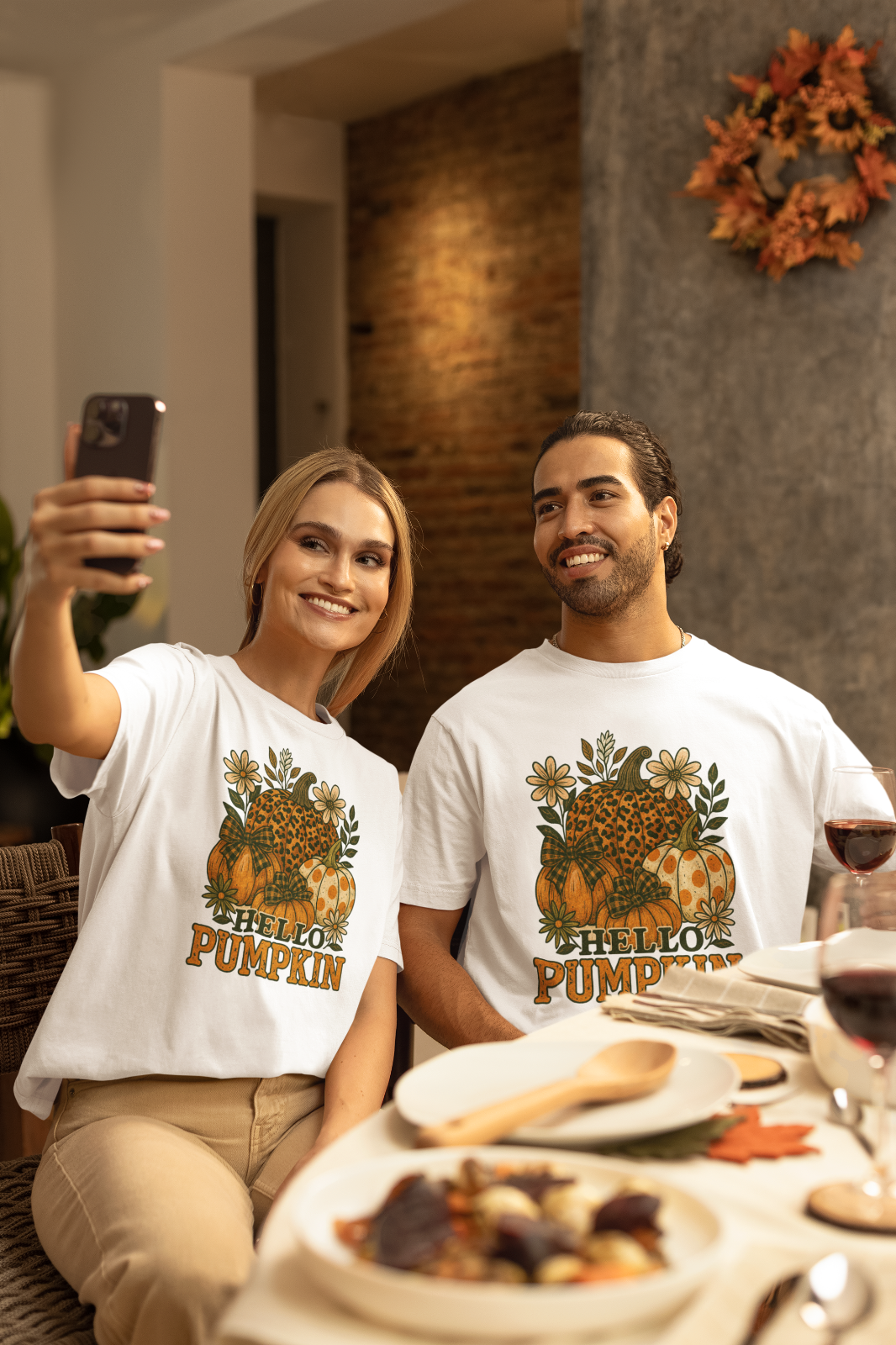 Hello Pumpkin Leopard Print Fall T-Shirt Women’s Autumn Graphic Tee Retro A113