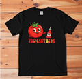 Funny Tomato vs Ketchup T-Shirt | You Can’t Be Me Graphic Tee | Food Pun Humor S