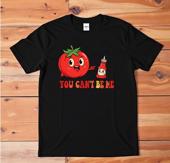 Funny Tomato vs Ketchup T-Shirt | You Can’t Be Me Graphic Tee | Food Pun Humor S