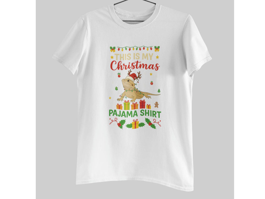 Bearded Dragon Christmas Pajama Shirt Cute Reptile Holiday Lizard Gift Tee