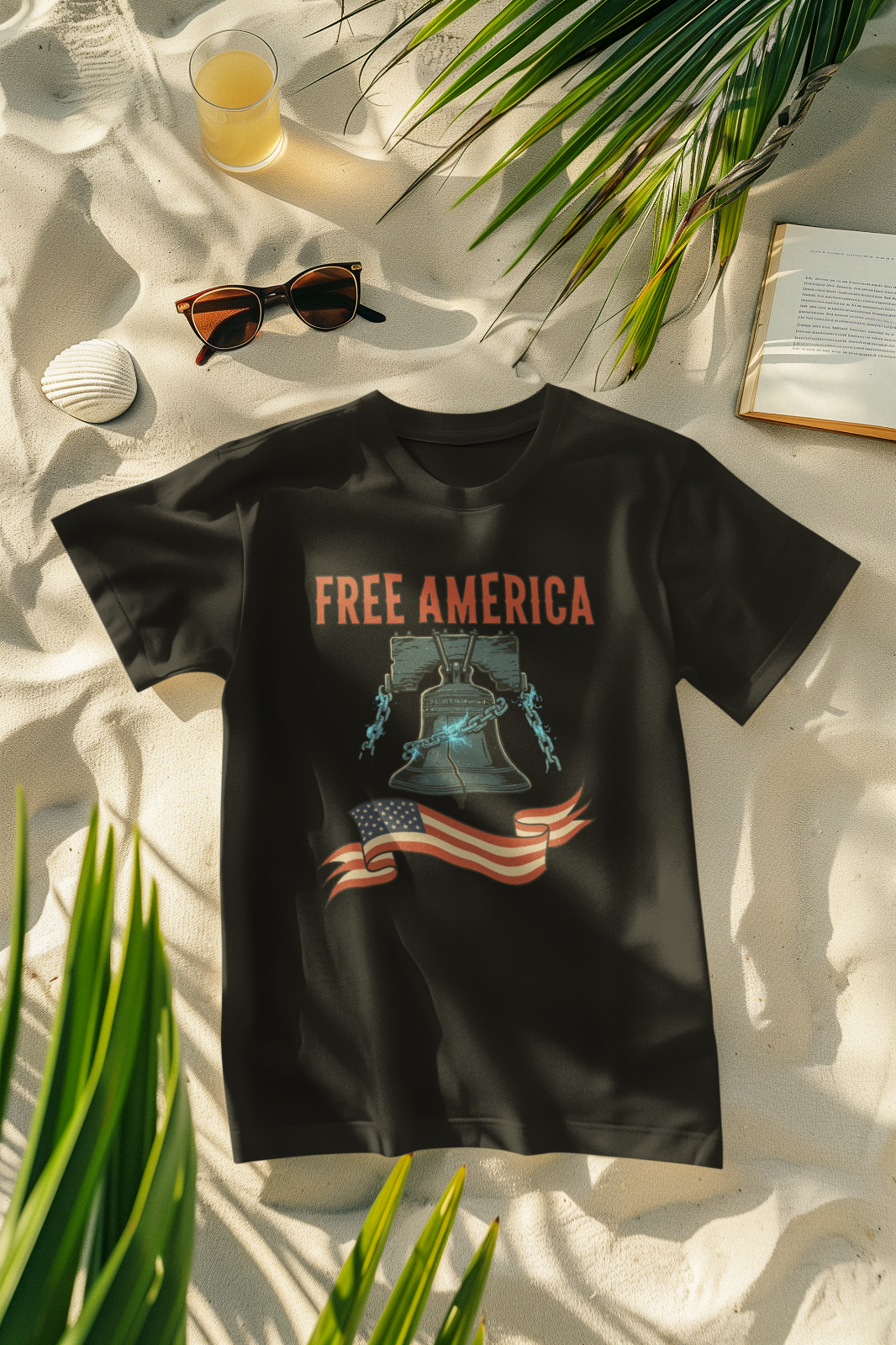 Free America Liberty Bell T-Shirt Patriotic Graphic Tee 100% Cotton S-3XL A46