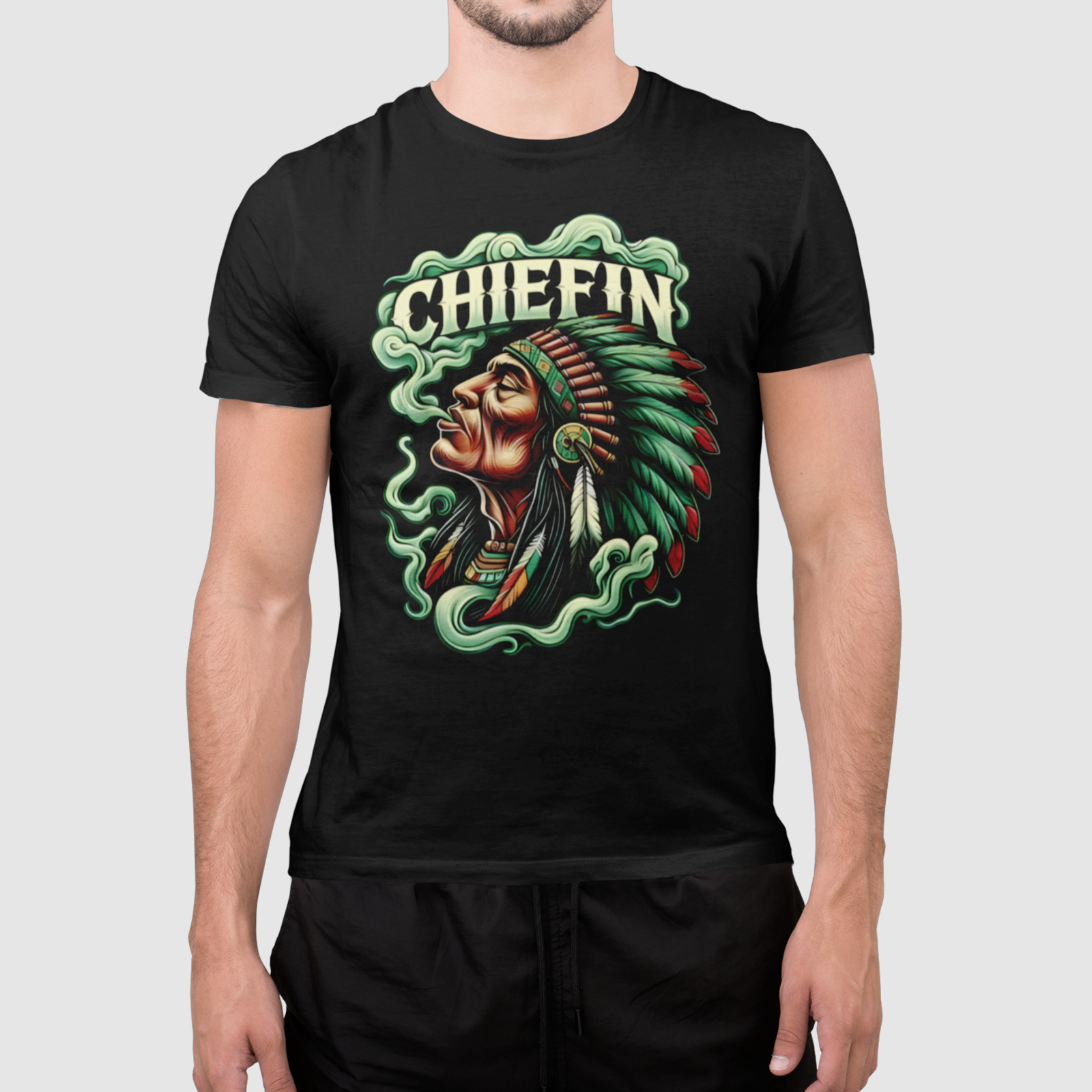 Indigenous Awareness Graphic T Shirt Native American Chief Art Unisex Black Tee