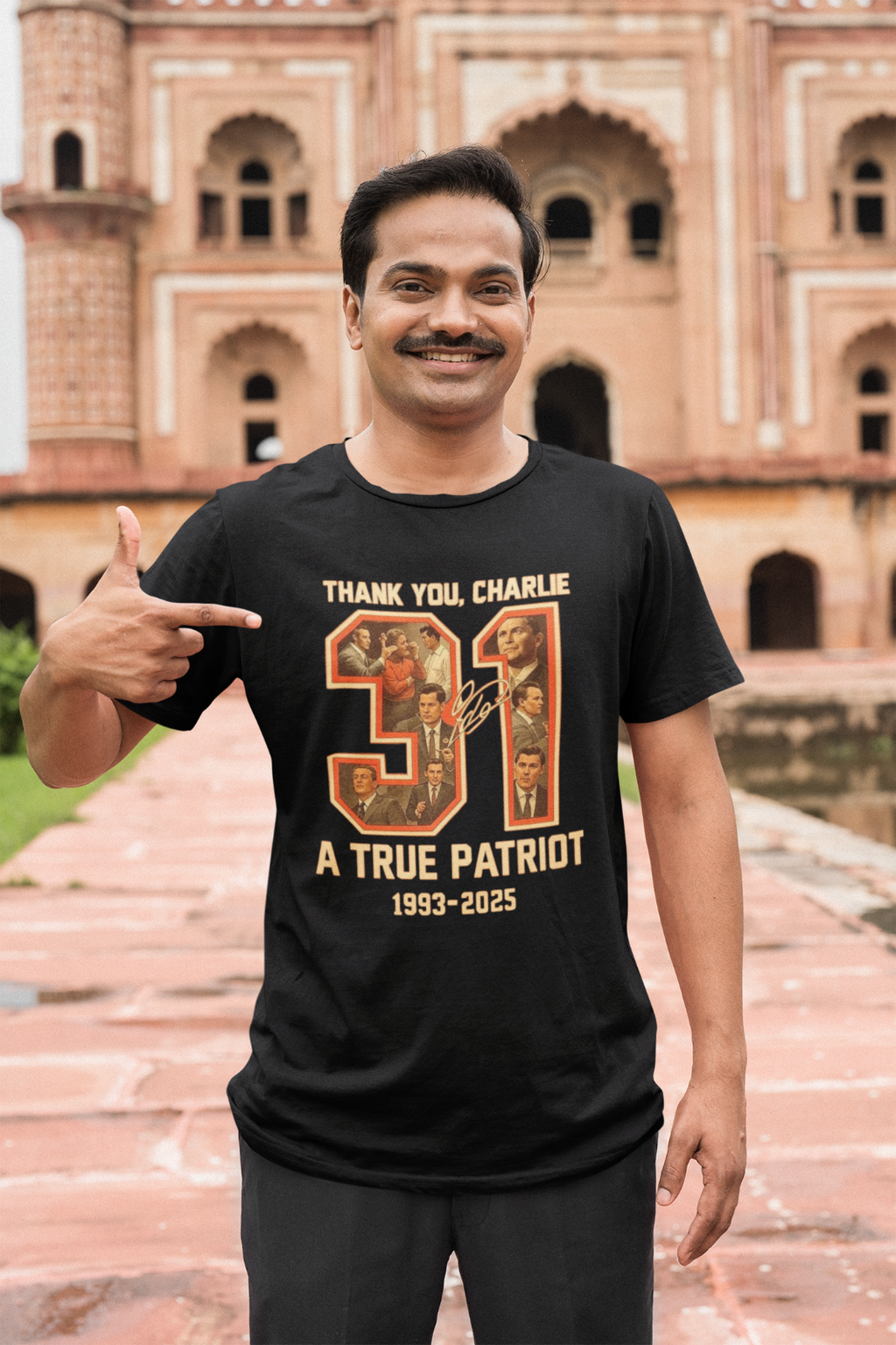 Thank You Charlie 31 A True Patriot 1993-2025 T-Shirt White & Black Cotton A110