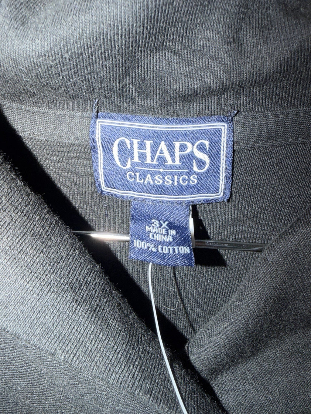 CHAPS Classics Men’s 3X Long Sleeve Mock Neck Pullover Shirt Black 100% Cotton
