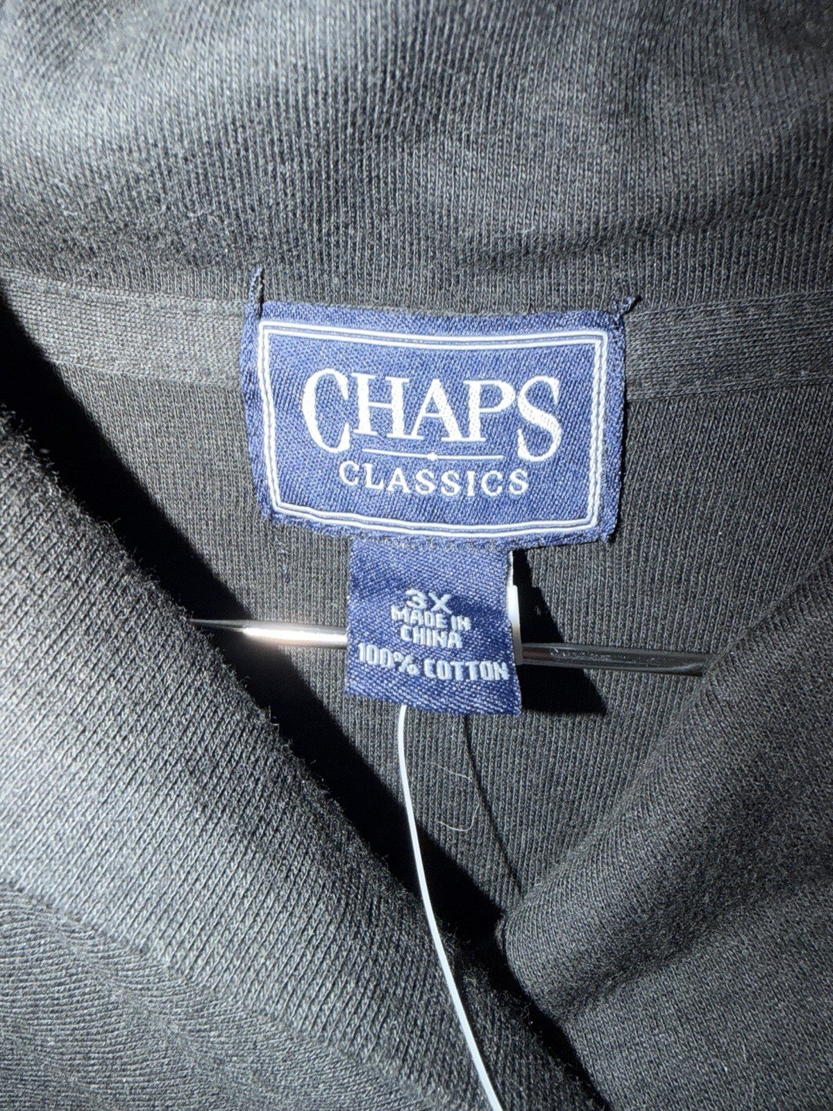CHAPS Classics Men’s 3X Long Sleeve Mock Neck Pullover Shirt Black 100% Cotton