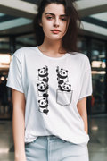 Cute Panda Climbing Pocket T-Shirt Black Graphic Tee Kawaii Animal Lover Gift