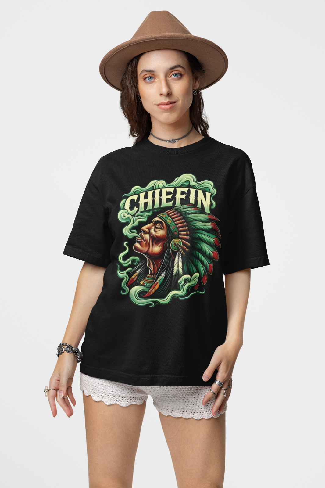 Indigenous Awareness Graphic T Shirt Native American Chief Art Unisex Black Tee