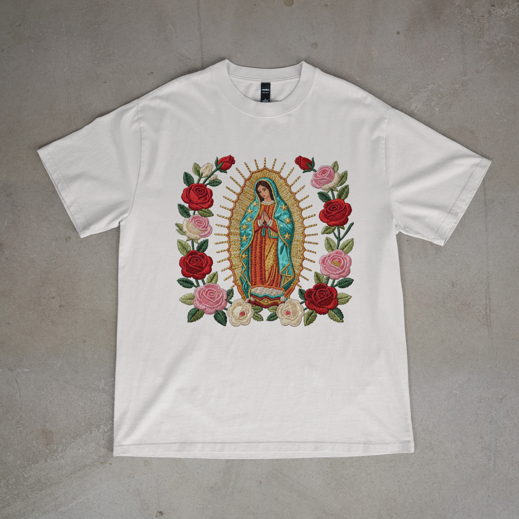 Our Lady of Guadalupe Virgin Mary Floral Catholic T-Shirt
