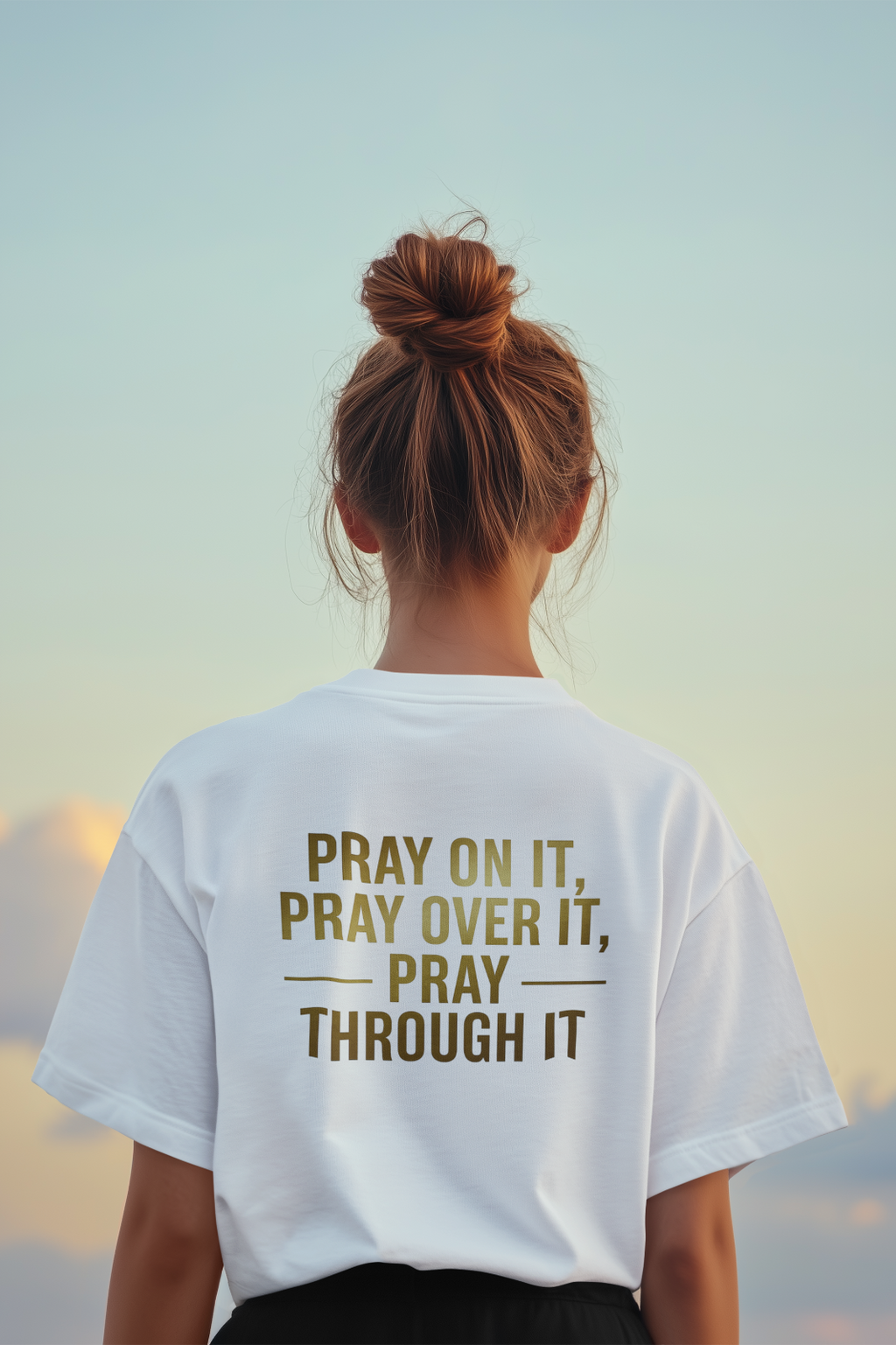 Faith Quote T-Shirt Pray On It Pray Through It Christian Motivation Unisex Tee