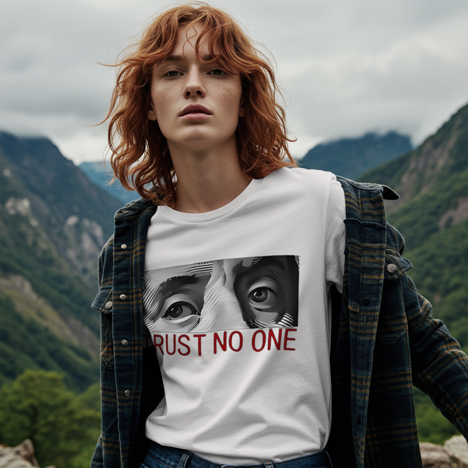 Trust No One Statement Shirt Abstract Eyes T-Shirt