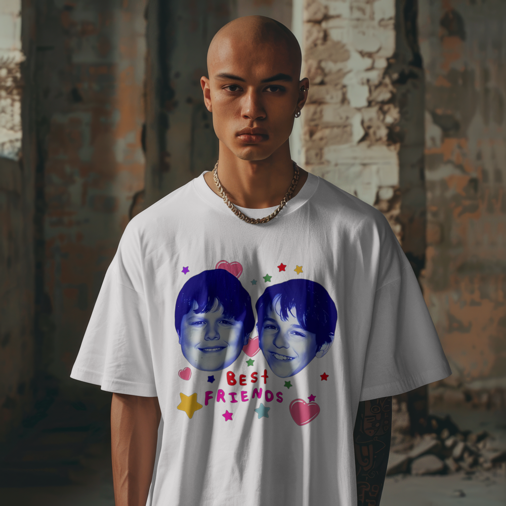 Best Friends Matching Shirt Cute Retro Faces Graphic Friendship T-Shirt