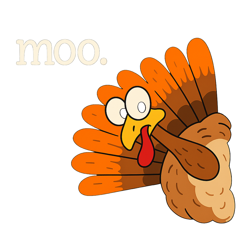 Moo Turkey Shirt Funny Thanksgiving Animal Mix-Up Tee