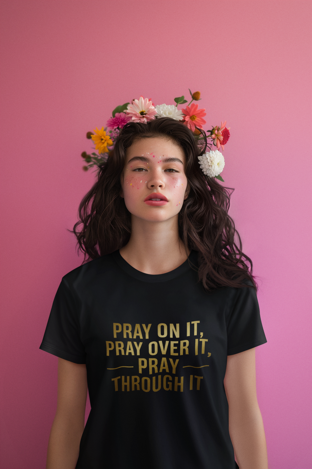 Pray On It Pray Over It Pray Through It T-Shirt Faith Christian Quote Tee Unisex