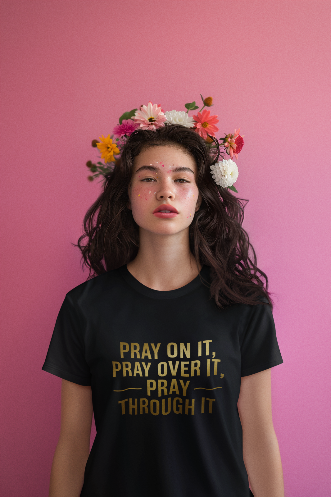 Pray On It Pray Over It Pray Through It T-Shirt Faith Christian Quote Tee Unisex