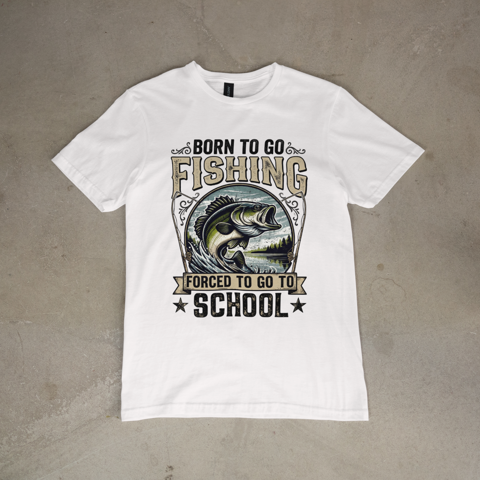 Born to Go Fishing Forced to Go to School Funny Fishing T-Shirt