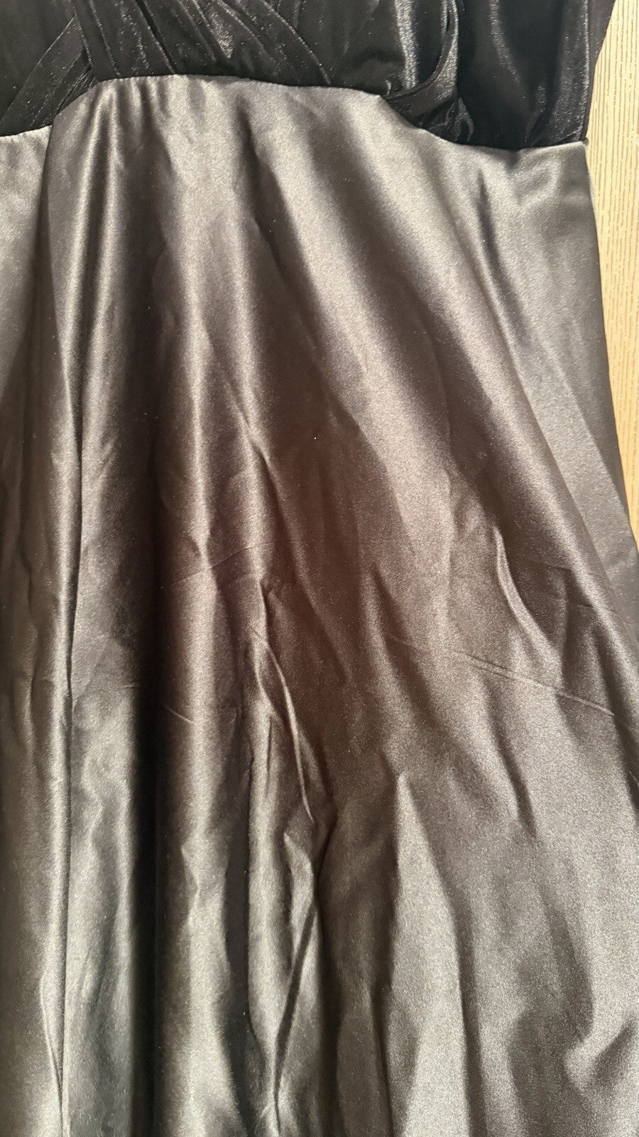 Black Satin Velvet Formal Evening Gown Dress XXL About 65” Long