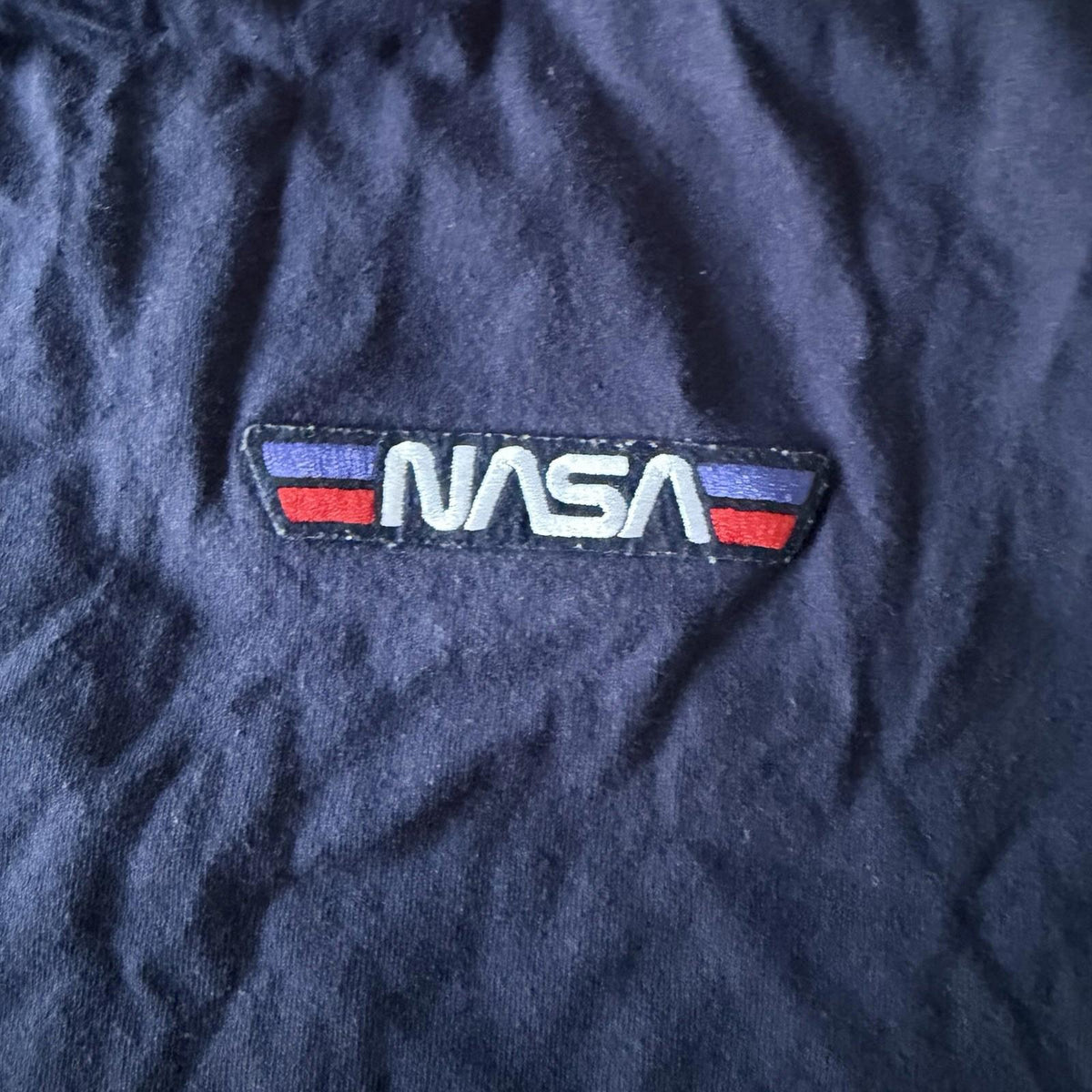 Vintage Retrofit NASA Embroidered Patch Navy T-Shirt Size M 90s Retro