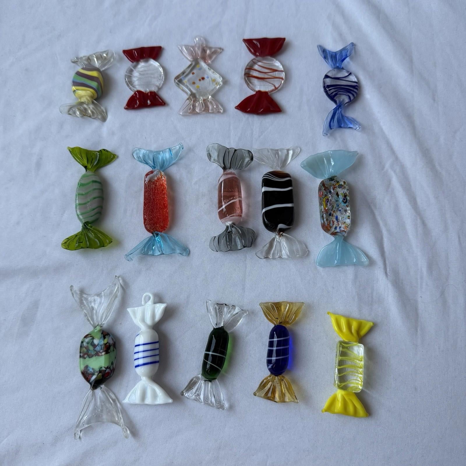 Vintage Murano Art Glass Candy Figurines Lot w/ Crystal Compote