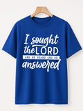 I Sought The Lord Christian T-Shirt Black White Royal Blue Faith Graphic Tee