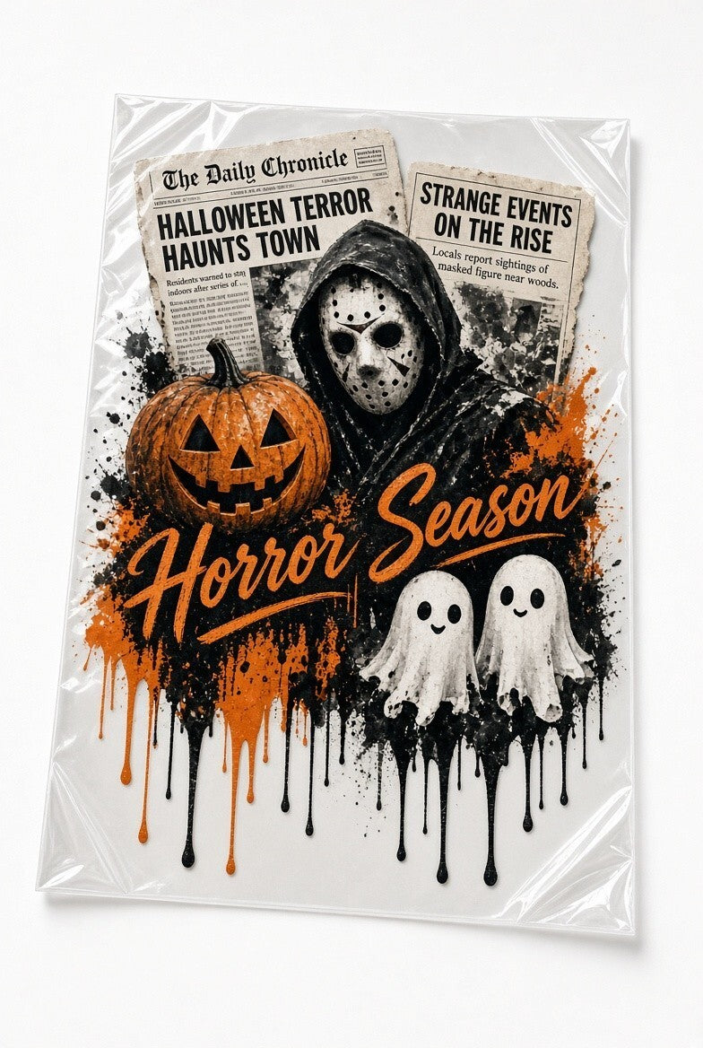 PK4 Horror Season Vintage DTF Transfer 10in Halloween Slasher Heat Press Film
