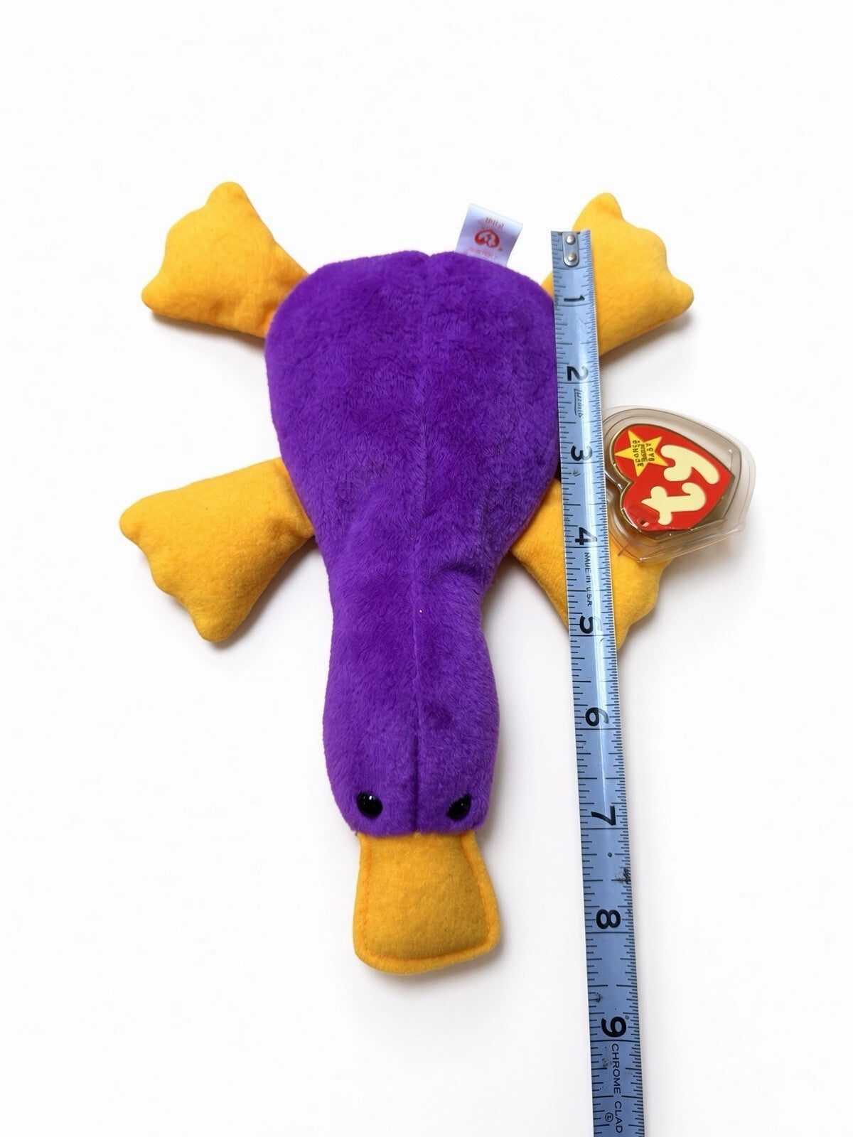 TY Beanie Baby Patti Platypus 1993 Purple Yellow Retired Vintage w/ Tag Case