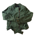 Zara Basic Women’s Green Jacquard Quilted Bomber Jacket Size S Belted Zip