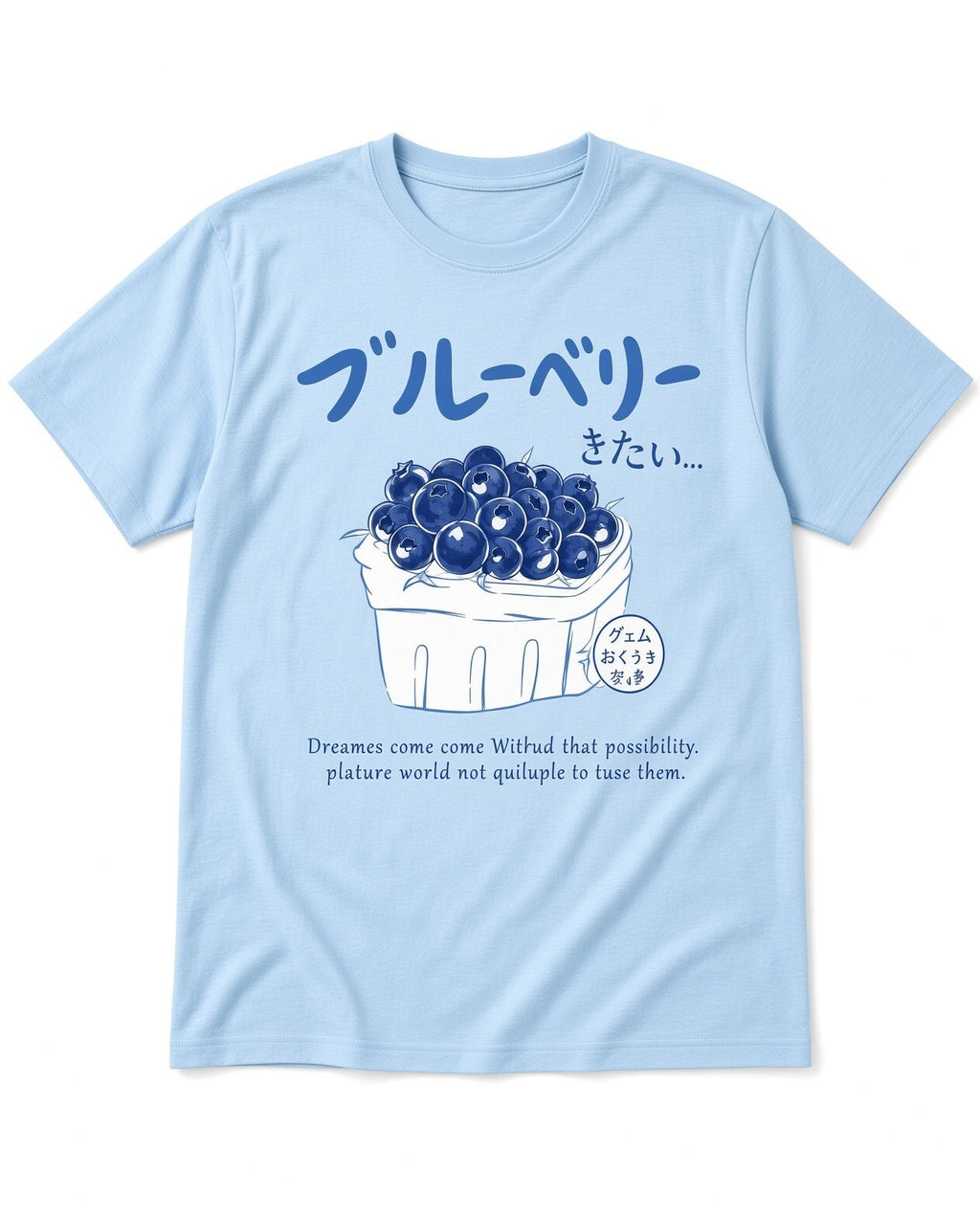 Blueberry Japanese 4pcs 10" DTF Transfer Cute Fruit Basket Graphic