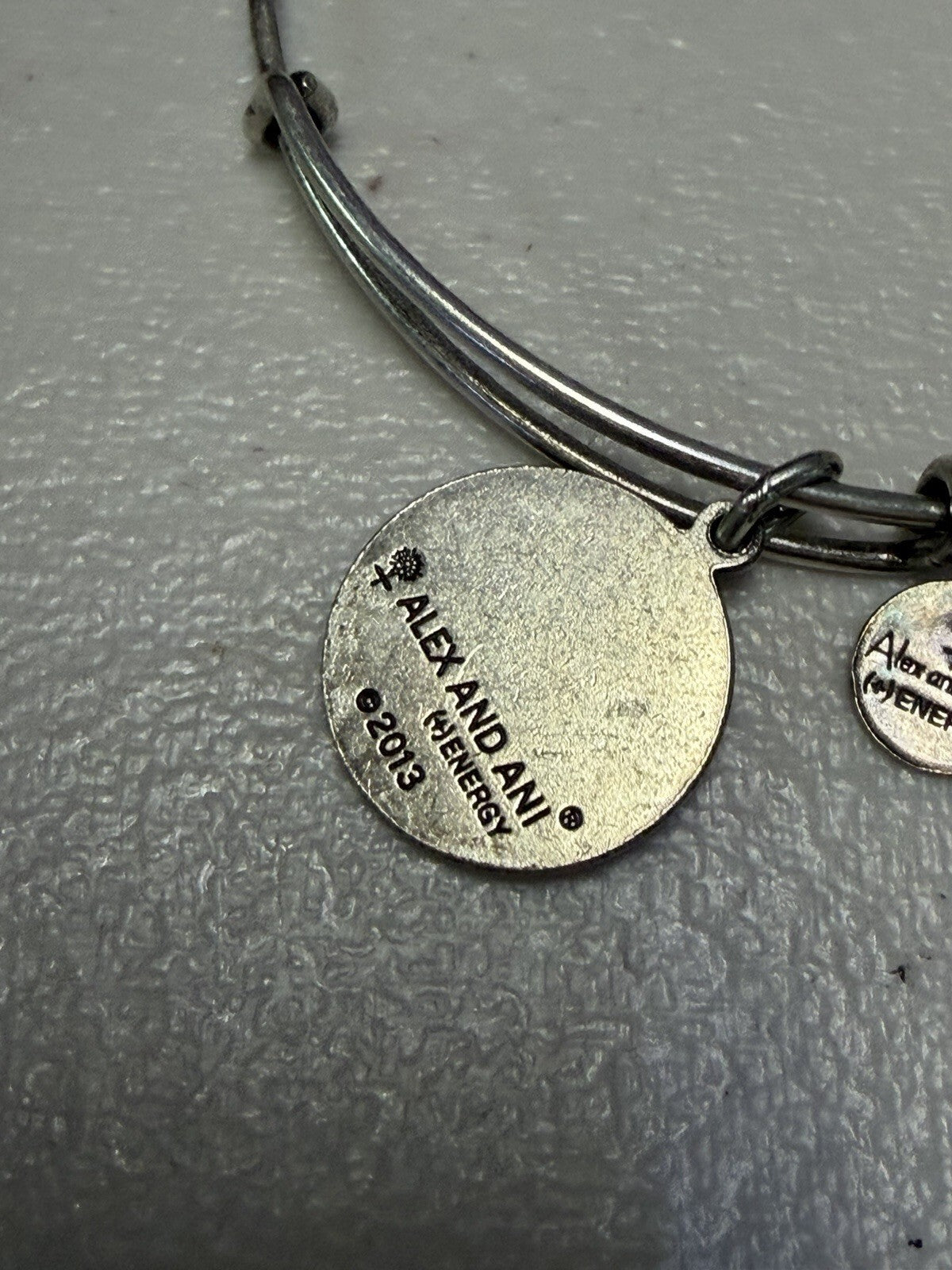 Alex and Ani Pisces Zodiac Charm Expandable Bangle Bracelet Silver Tone