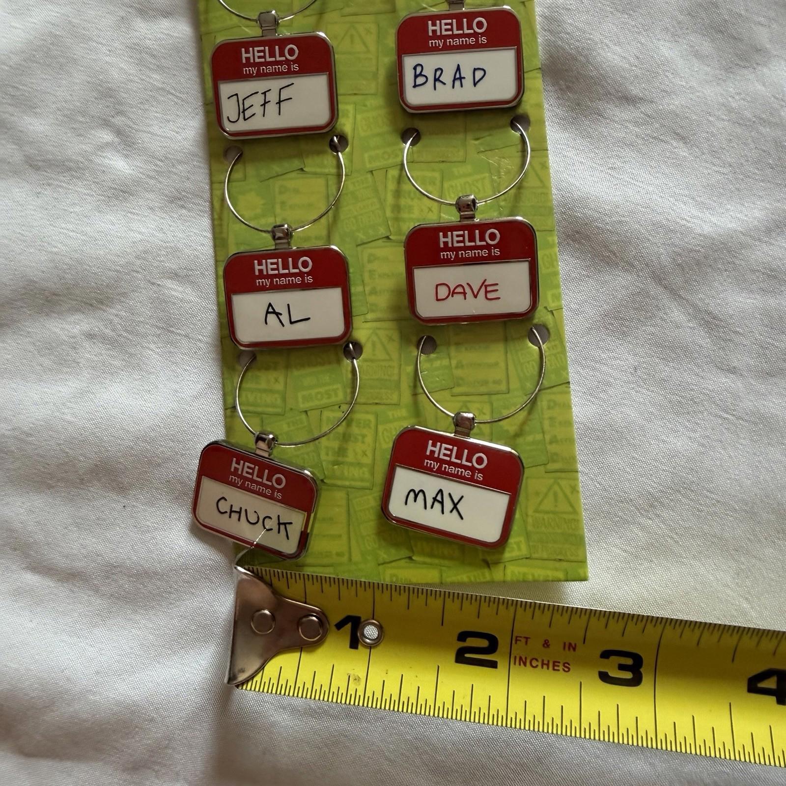 Beetlejuice Die-Struck Wine Charms Set 6-Pack Hello Name Tags Jeff Brad Al
