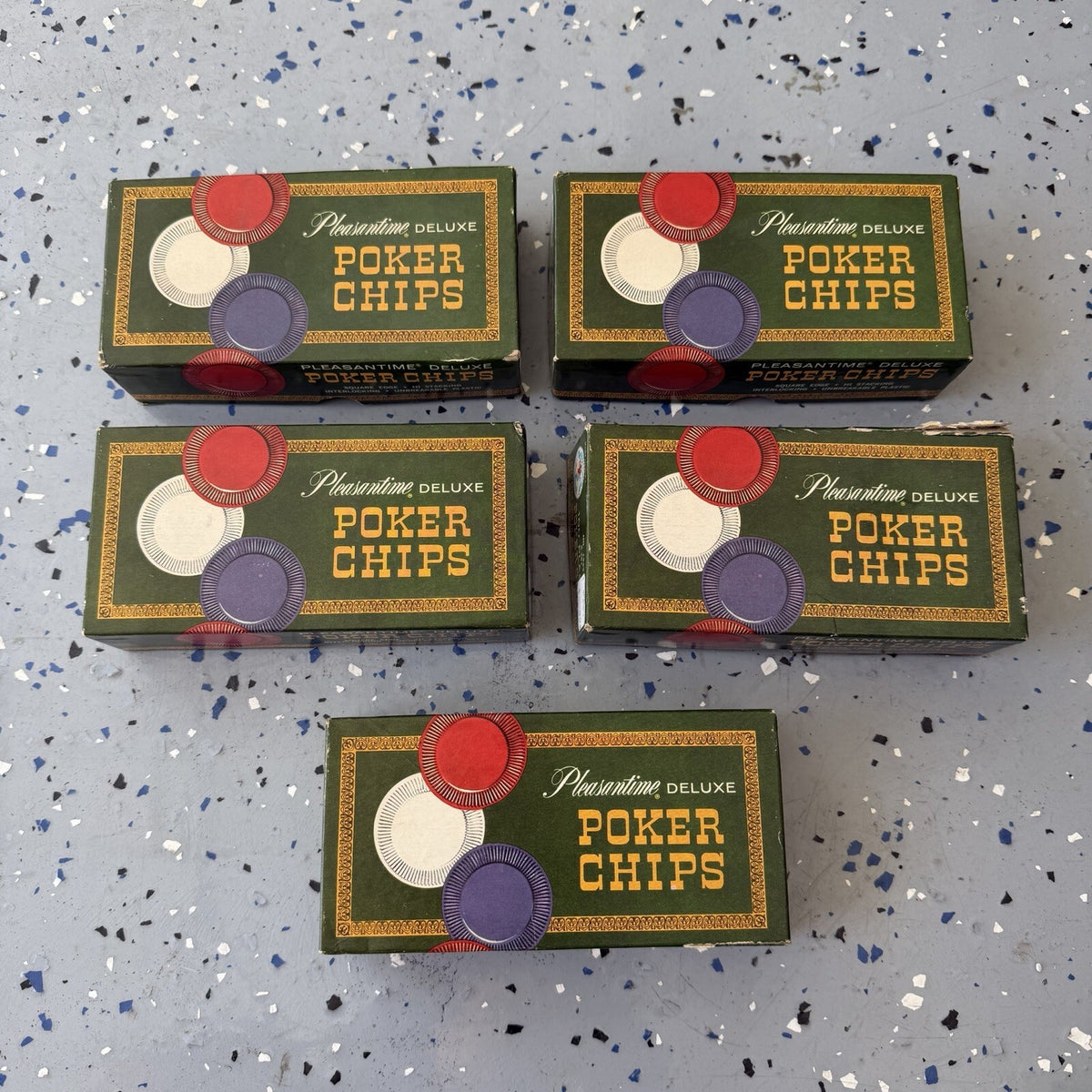 Vintage 1963 Pleasantime Deluxe Poker Chips - 5 Boxes