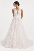 Ivory Lace A-Line Wedding Dress Size 6 Floral Tulle Bridal Gown Cap Sleeve