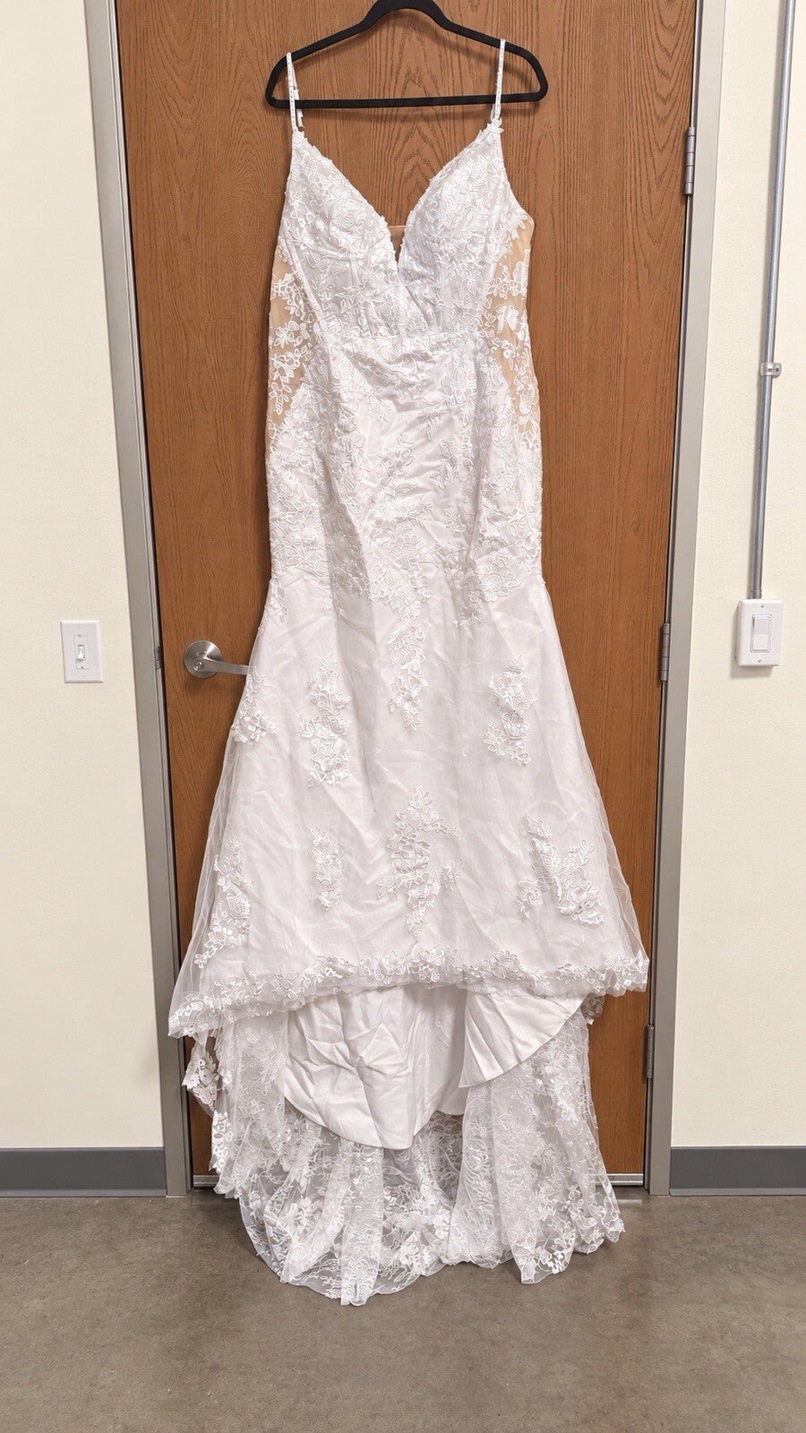 Size 18 White Lace Mermaid Wedding Dress Bridal Gown Corset Back Long Train
