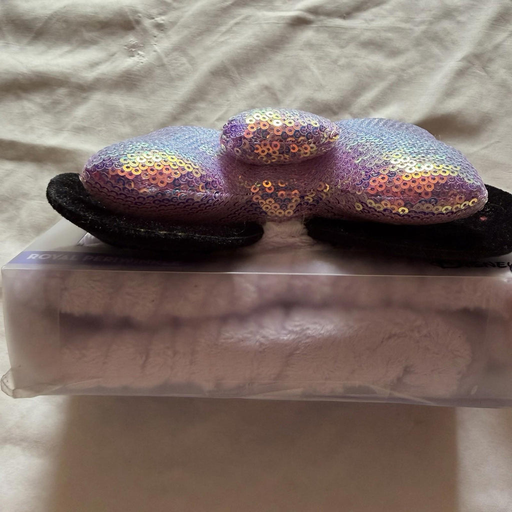 Crème Shop Minnie Mouse 3D Teddy Sequin Plush Spa Headband Iridescent Bow