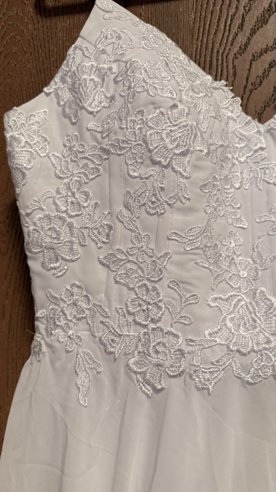 White Wedding Dress Size 12 Lace Corset Back Spaghetti Strap A-Line Bridal Gown