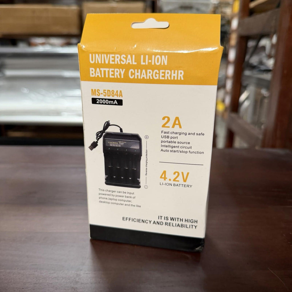 USB-powered, 2000mA fast charge, 4.2V, for 18650/16340/14500 etc. Safe, smart