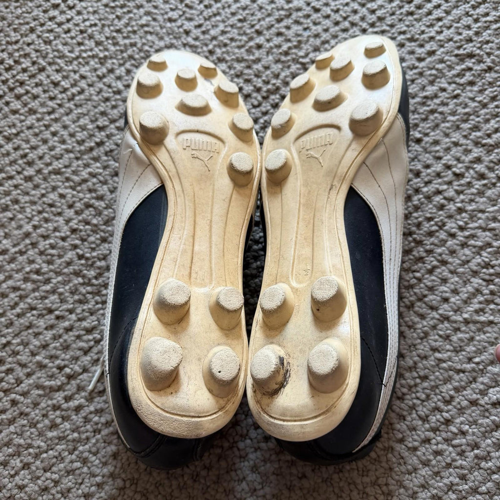 Vintage 1970s Puma Super Sport Soccer Cleats Black Leather Made Taiwan