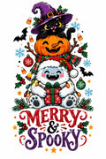 Merry & Spooky Yeti Pumpkin Cat DTF Transfer Ready to Press Print