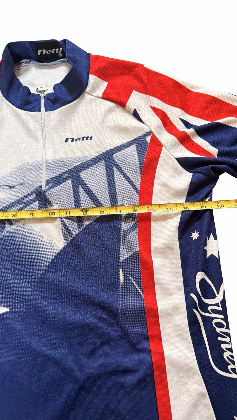 Netti Australia Cycling Jersey XXL Australian Flag Short Sleeve 1/4 Zip Bike