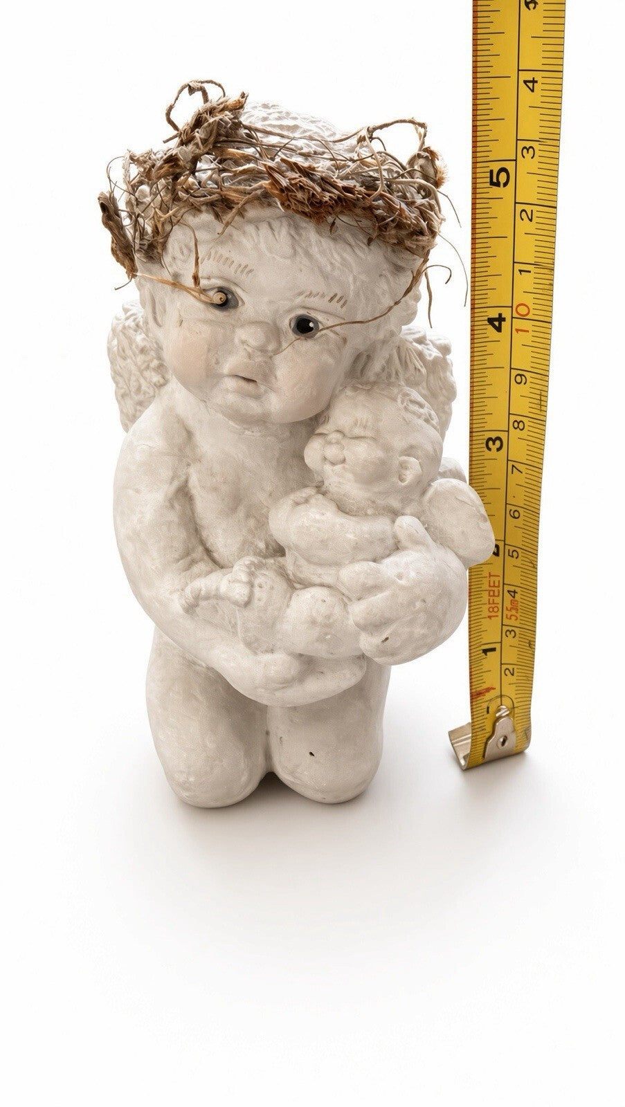 Kristine 1994 Cast Art Angel Cherub Holding Baby Figurine 5” Signed Vintage