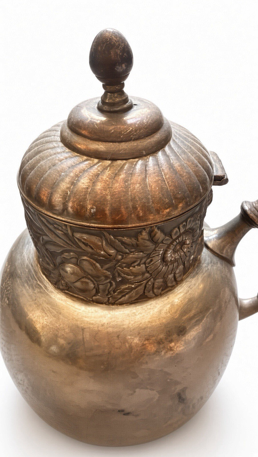 Vintage Derby Silver Co Silverplate Teapot Coffee Pot Floral Repousse Hinged Lid