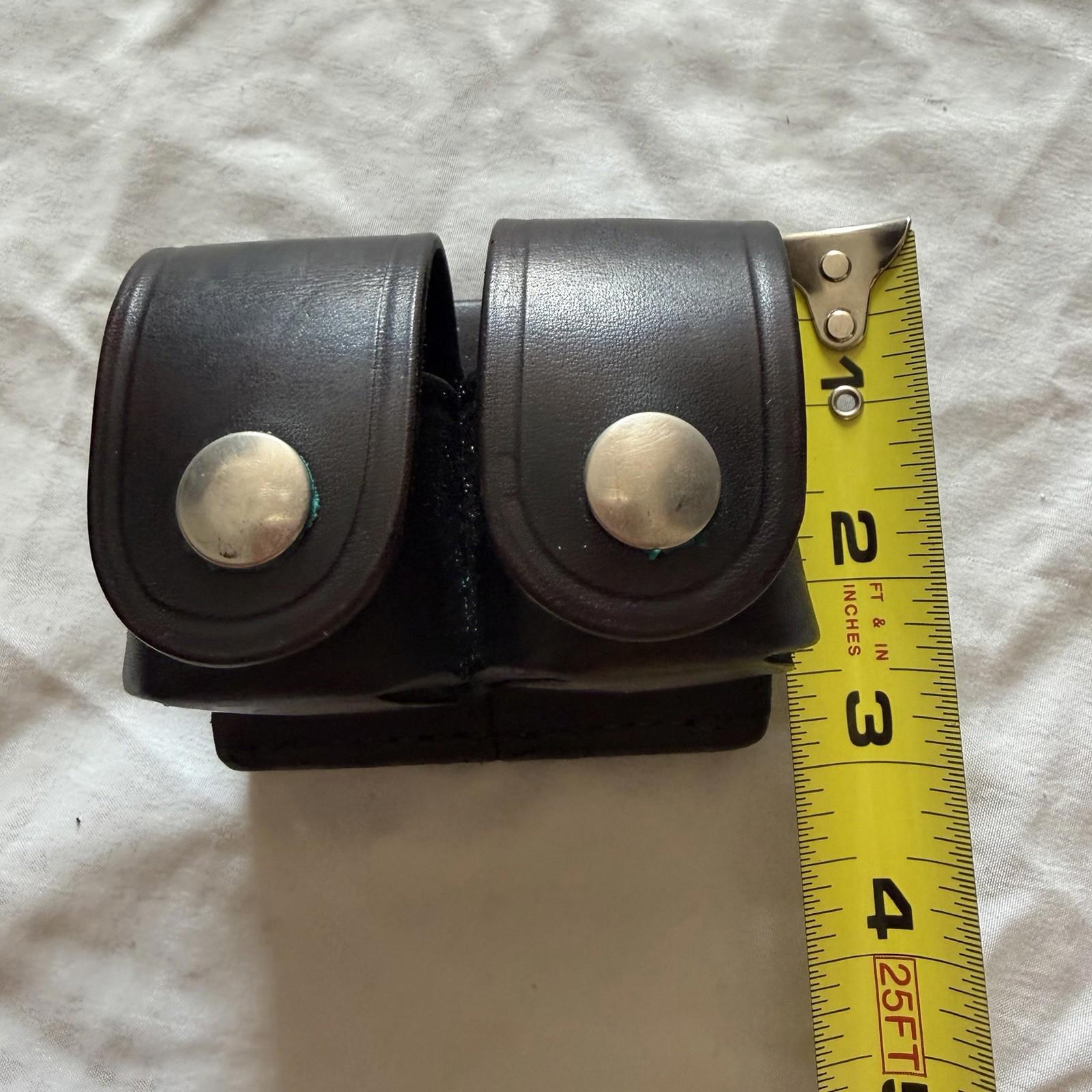 Vintage Tex Shoemaker 103K Black Leather Double Speedloader Holder